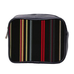 Stripes Line Black Red Mini Toiletries Bag 2-side