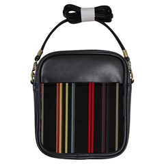 Stripes Line Black Red Girls Sling Bags