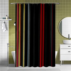 Stripes Line Black Red Shower Curtain 48  X 72  (small) 