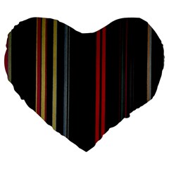 Stripes Line Black Red Large 19  Premium Heart Shape Cushions