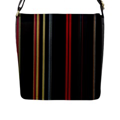 Stripes Line Black Red Flap Messenger Bag (l) 