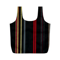 Stripes Line Black Red Full Print Recycle Bags (m)  by Mariart