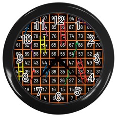 Snakes Ladders Game Plaid Number Wall Clocks (black) by Mariart