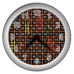 Snakes Ladders Game Plaid Number Wall Clocks (silver)  by Mariart