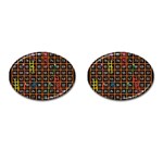 Snakes Ladders Game Plaid Number Cufflinks (Oval) Front(Pair)