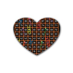 Snakes Ladders Game Plaid Number Rubber Coaster (heart) 