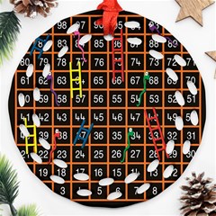 Snakes Ladders Game Plaid Number Ornament (round Filigree) by Mariart