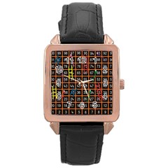 Snakes Ladders Game Plaid Number Rose Gold Leather Watch  by Mariart