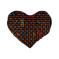 Snakes Ladders Game Plaid Number Standard 16  Premium Flano Heart Shape Cushions by Mariart