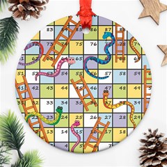 Snakes Ladders Game Board Ornament (round)