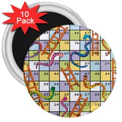 Snakes Ladders Game Board 3  Magnets (10 Pack) 