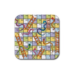 Snakes Ladders Game Board Rubber Coaster (square) 