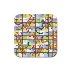 Snakes Ladders Game Board Rubber Square Coaster (4 Pack)  by Mariart