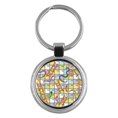 Snakes Ladders Game Board Key Chains (round) 