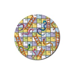 Snakes Ladders Game Board Rubber Round Coaster (4 Pack)  by Mariart