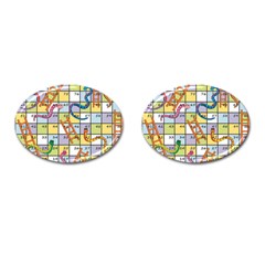 Snakes Ladders Game Board Cufflinks (oval) by Mariart