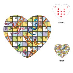 Snakes Ladders Game Board Playing Cards (heart)  by Mariart