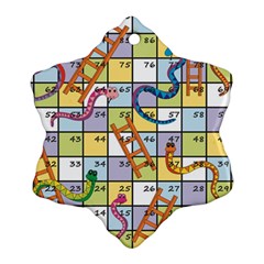 Snakes Ladders Game Board Snowflake Ornament (two Sides)