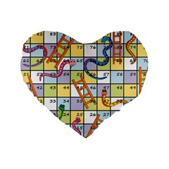 Snakes Ladders Game Board Standard 16  Premium Heart Shape Cushions by Mariart