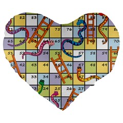 Snakes Ladders Game Board Large 19  Premium Flano Heart Shape Cushions by Mariart