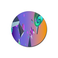 Triangle Wave Rainbow Rubber Coaster (round) 