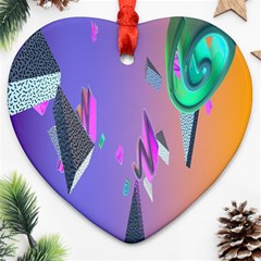 Triangle Wave Rainbow Heart Ornament (two Sides)