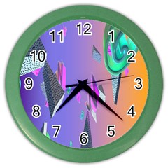 Triangle Wave Rainbow Color Wall Clocks by Mariart