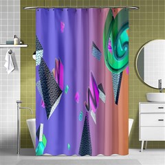 Triangle Wave Rainbow Shower Curtain 48  X 72  (small) 