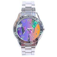 Triangle Wave Rainbow Stainless Steel Analogue Watch