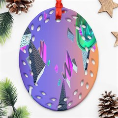 Triangle Wave Rainbow Ornament (oval Filigree)