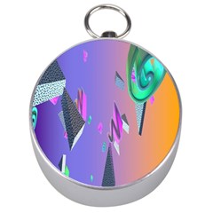 Triangle Wave Rainbow Silver Compasses by Mariart