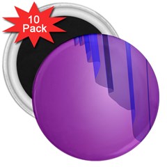 Verre Bleu Wave Chevron Waves Purple 3  Magnets (10 Pack) 