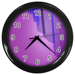 Verre Bleu Wave Chevron Waves Purple Wall Clocks (Black)