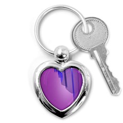 Verre Bleu Wave Chevron Waves Purple Key Chains (Heart) 