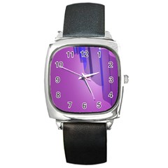 Verre Bleu Wave Chevron Waves Purple Square Metal Watch