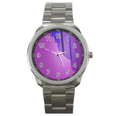 Verre Bleu Wave Chevron Waves Purple Sport Metal Watch