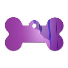 Verre Bleu Wave Chevron Waves Purple Dog Tag Bone (One Side)