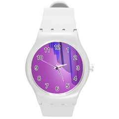 Verre Bleu Wave Chevron Waves Purple Round Plastic Sport Watch (M)