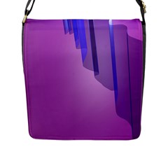 Verre Bleu Wave Chevron Waves Purple Flap Messenger Bag (L) 