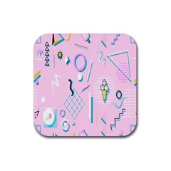 Vintage Unique Graphics Memphis Style Geometric Rubber Coaster (square)  by Mariart