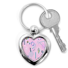 Vintage Unique Graphics Memphis Style Geometric Key Chains (heart) 