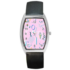 Vintage Unique Graphics Memphis Style Geometric Barrel Style Metal Watch