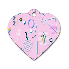 Vintage Unique Graphics Memphis Style Geometric Dog Tag Heart (one Side)