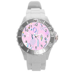 Vintage Unique Graphics Memphis Style Geometric Round Plastic Sport Watch (l) by Mariart