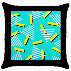 Vintage Unique Graphics Memphis Style Geometric Triangle Line Cube Yellow Green Blue Throw Pillow Case (black)