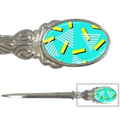 Vintage Unique Graphics Memphis Style Geometric Triangle Line Cube Yellow Green Blue Letter Openers