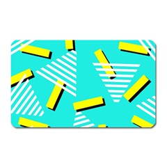 Vintage Unique Graphics Memphis Style Geometric Triangle Line Cube Yellow Green Blue Magnet (rectangular)