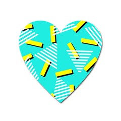 Vintage Unique Graphics Memphis Style Geometric Triangle Line Cube Yellow Green Blue Heart Magnet by Mariart