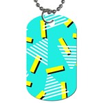 Vintage Unique Graphics Memphis Style Geometric Triangle Line Cube Yellow Green Blue Dog Tag (One Side) Front