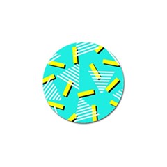 Vintage Unique Graphics Memphis Style Geometric Triangle Line Cube Yellow Green Blue Golf Ball Marker (10 Pack) by Mariart